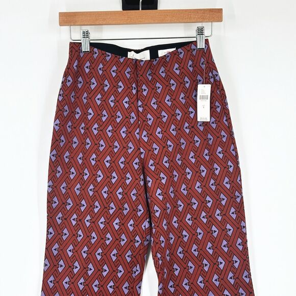 Anthropologie The Joni Flare Pants Small Ponte Knit Pull On Retro Geometric Boho - Picture 2 of 11